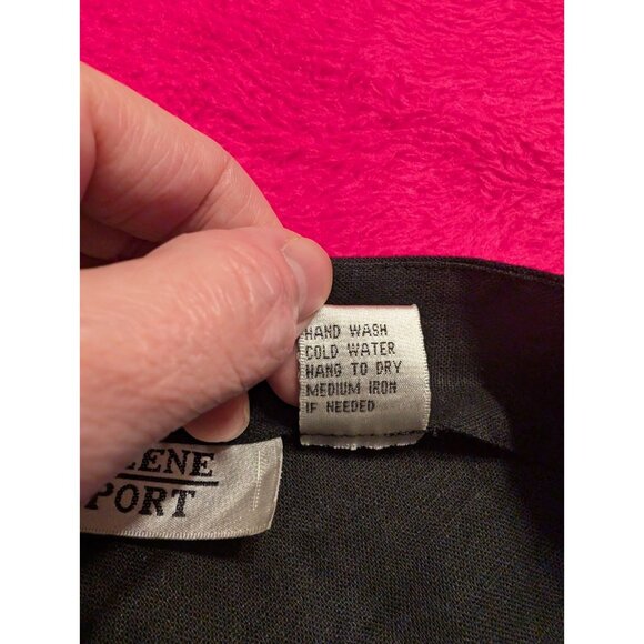 Vintage 90s Selene Sport Skirt XL Black Linen Rayon Midi A-Line Office Siren Y2K - Picture 6 of 6